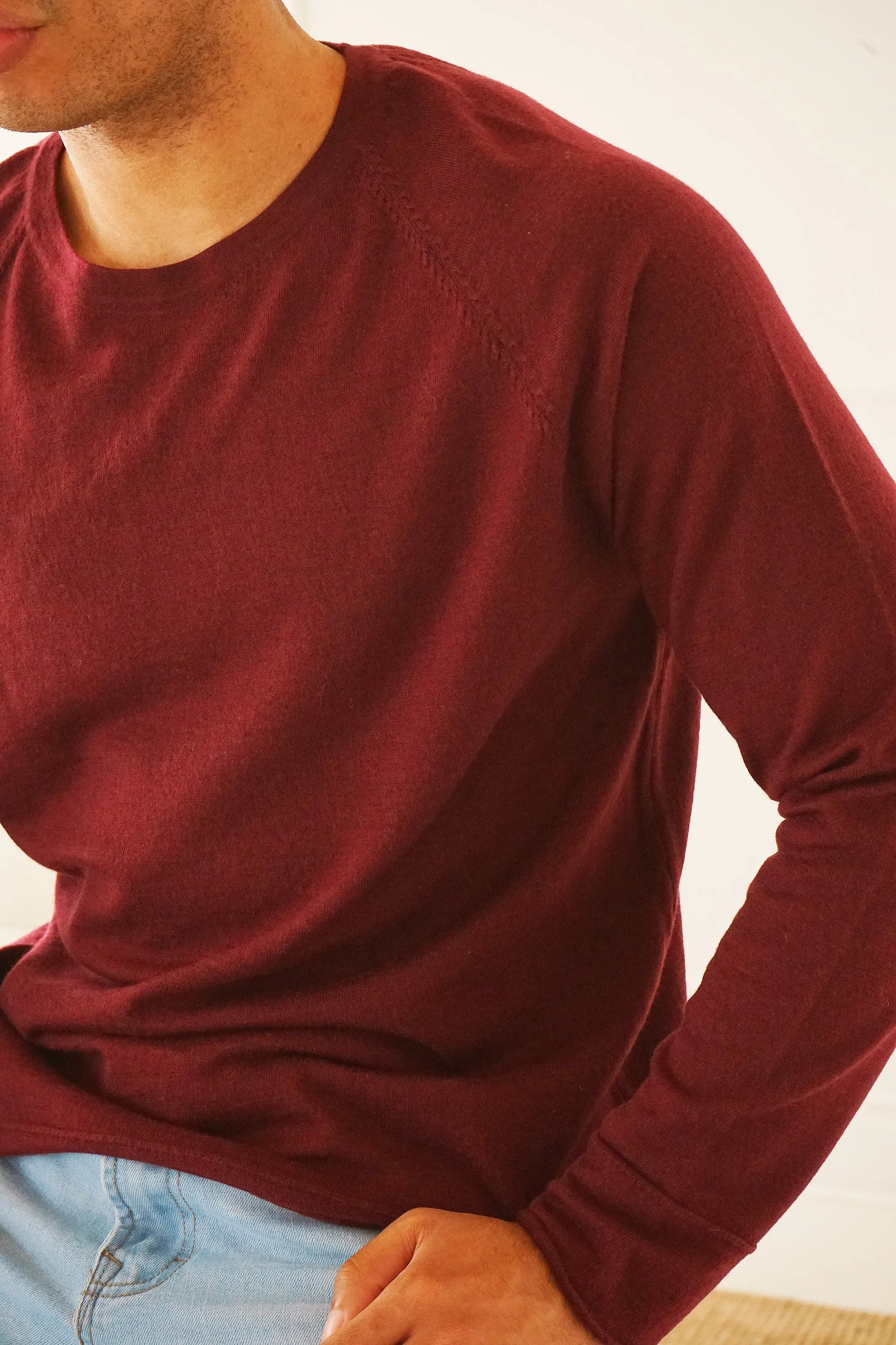 Morgan Fine Gauge Merino Maroon Sweater