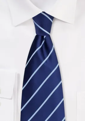 Navy and Light Blue Narrow Striped Necktie