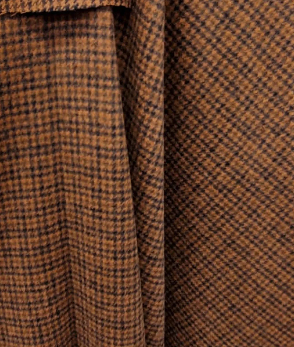 NEW Lord Sherlock 100% Camel Hair Tweed Coat Fabric in Orange and Brown Made in Italy