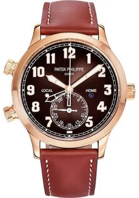 Patek Philippe 42mm Complications Calatrava Pilot Travel Time - 42mm - Rose Gold - Brown Sunburst Dial Brown Dial 5524R