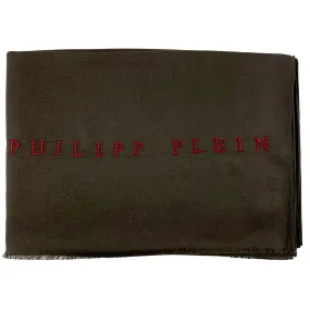 Philipp Plein Scarf Dark Brown Logo Designer Shawl FINAL SALE