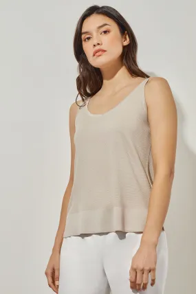 Plus Size V-Neck Tank - Side-Slit Soft Knit, Limestone