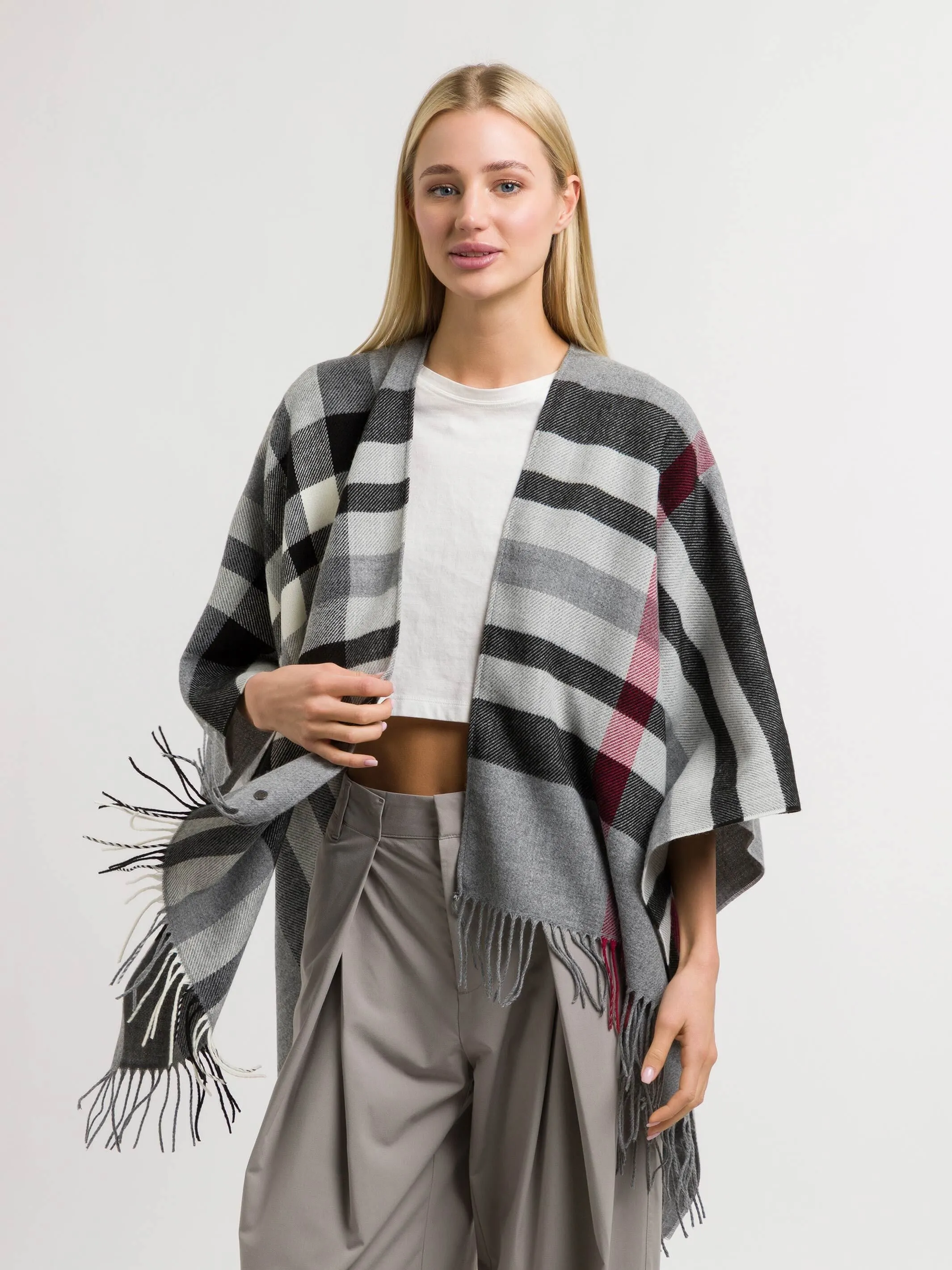 Poncho mit FRAAS Plaid Karo aus Polyacryl - Made in Germany