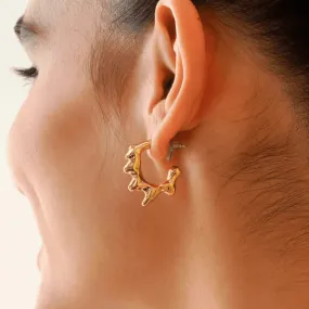 TFC Melted Ice Gold Plated Hoop Earrings