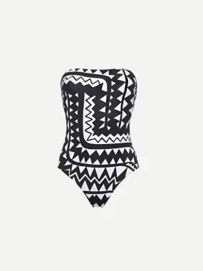 Totem Bustier One Piece in Imprime Tribu