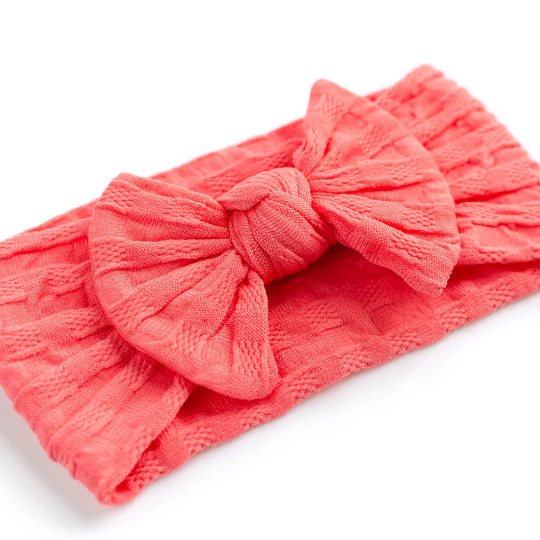 Waffle Bow Headband - Coral