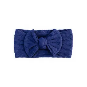 Waffle Bow Headband - Navy