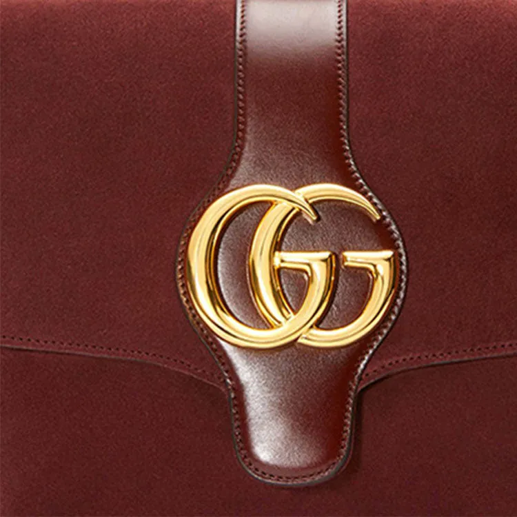 (WMNS) GUCCI Arli Gold Logo Suede Splicing Leather Shoulder Messenger Bag Red Classic Retro 550126-0YNAG-6629